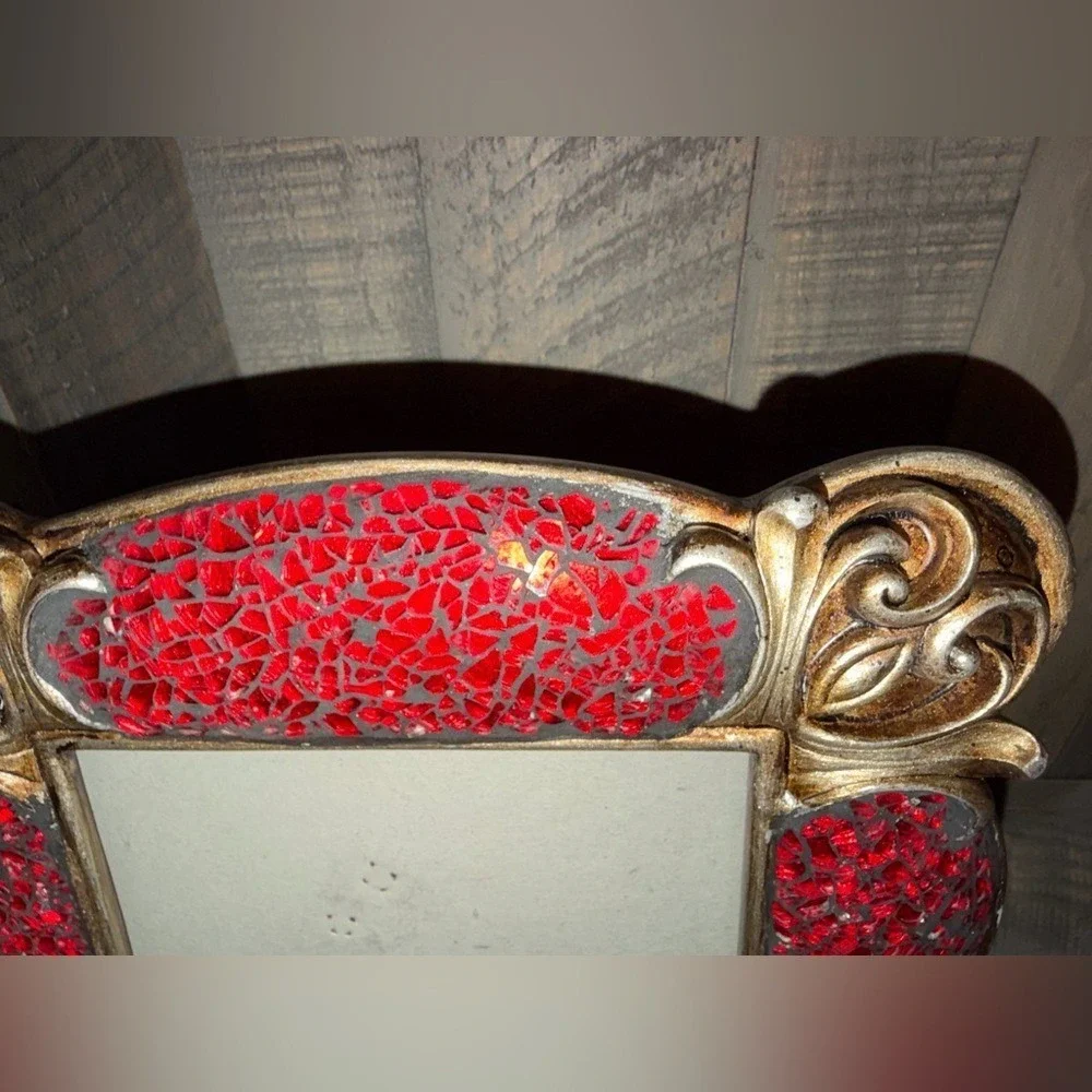 Elegant Red and Gold Photo Frame home decor‎ red glass